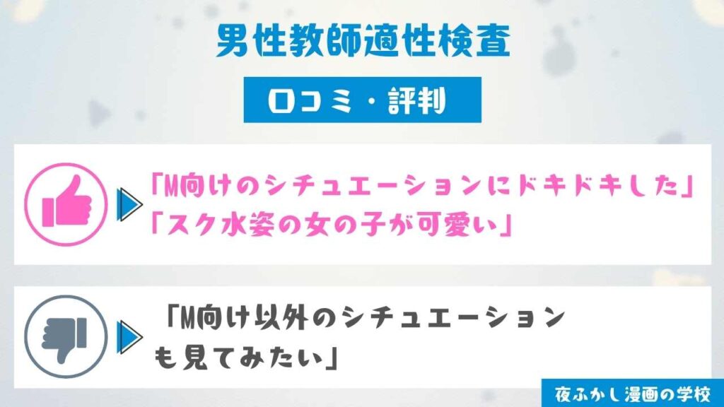 『男性教師適性検査』の口コミ・評判