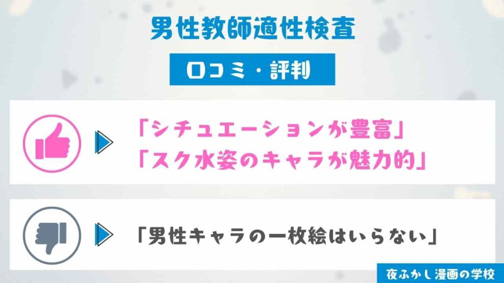 『男性教師適性検査』の口コミ【読者9名への独自アンケート調査】