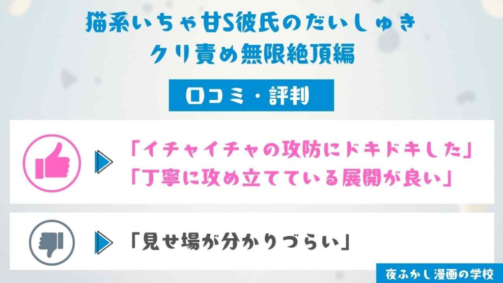 『猫系いちゃ甘S彼氏のだいしゅきクリ責め無限絶頂編』の口コミ独自調査