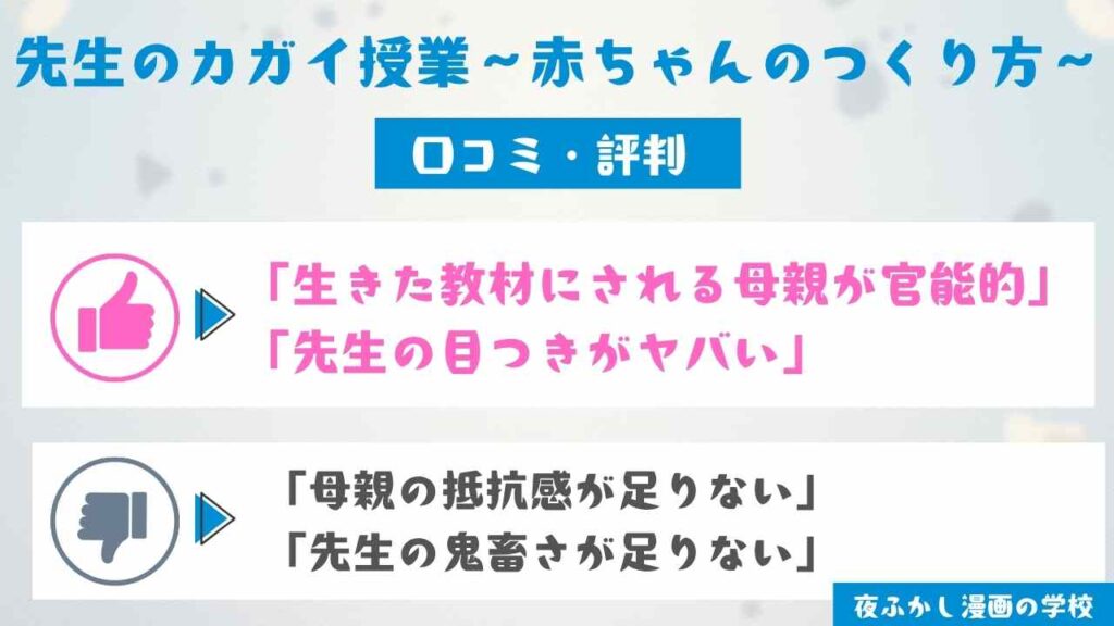 『先生のカガイ授業〜赤ちゃんのつくり方〜』の口コミ独自調査