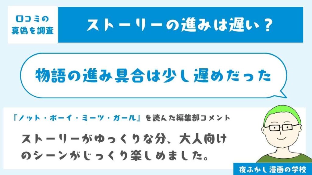ストーリーの進み具合は少し遅め