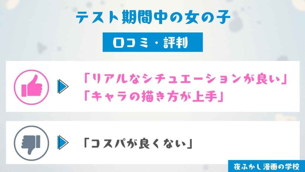 『テスト期間中の女の子』を読んだ8名の口コミ・評判を紹介
